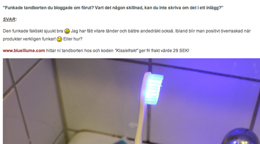 Kissie, Smygreklam, Smygreklam i bloggar, Alexandra Nilsson
