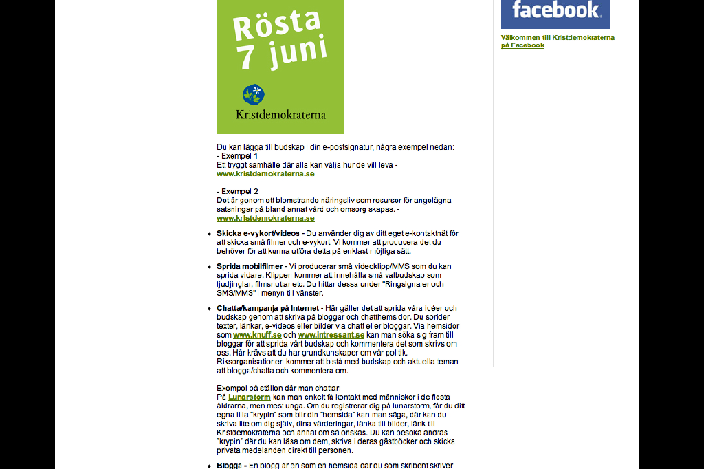  Internetpolicy, Lunarstorm, Kristdemokraterna