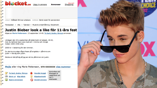 Barnkalas, Lookalike, Justin Bieber