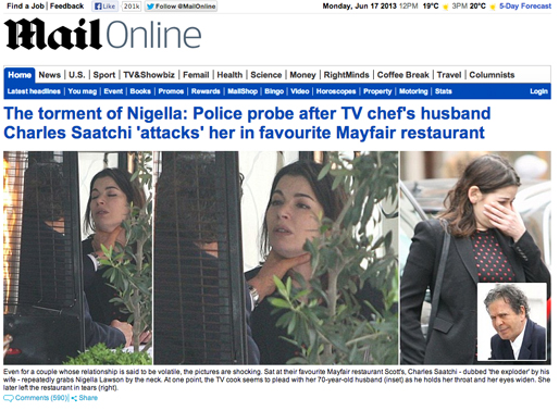 Nigella Lawson,  Charles Saatchi, Misshandel