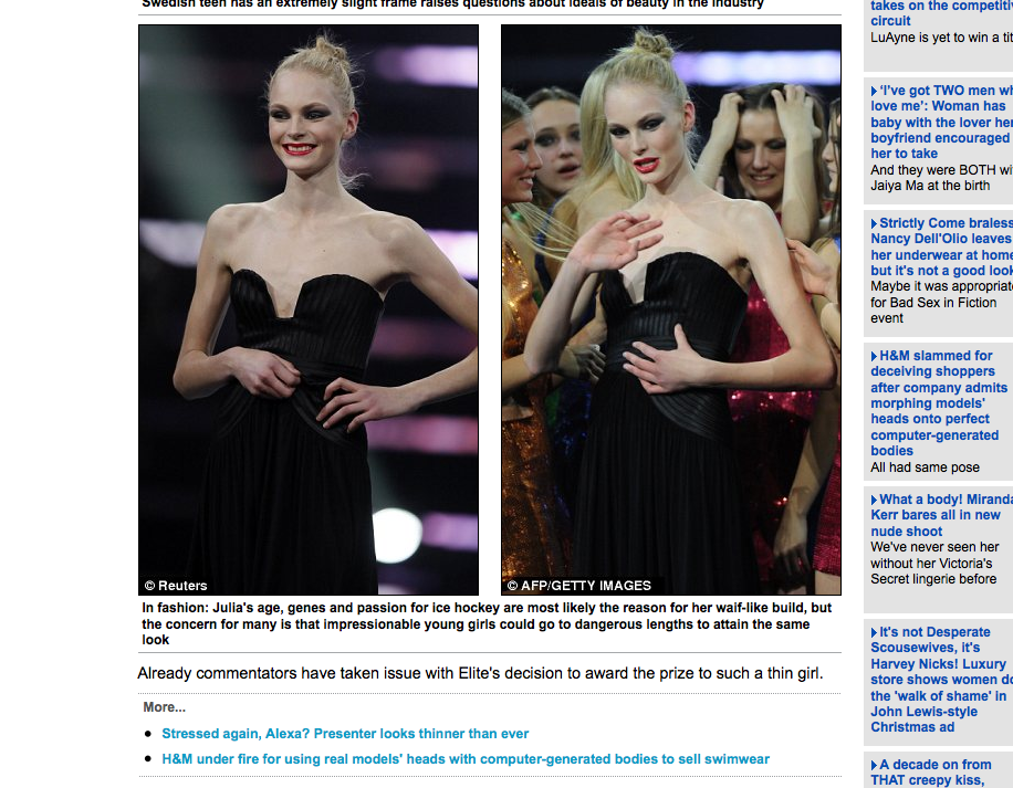 Vikt, Anorexi, Top Model, Modeveckan