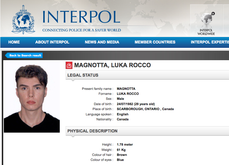 mord, porrstjärna, Ölmärke, Porrskådis, Tidning, sex, Frankrike, Montreal Gazette, Interpol, Mördare, 29-åring