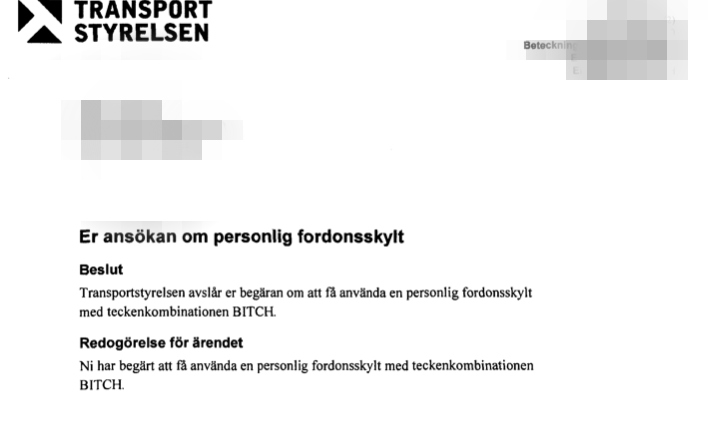 Registreringsskylt, Bil