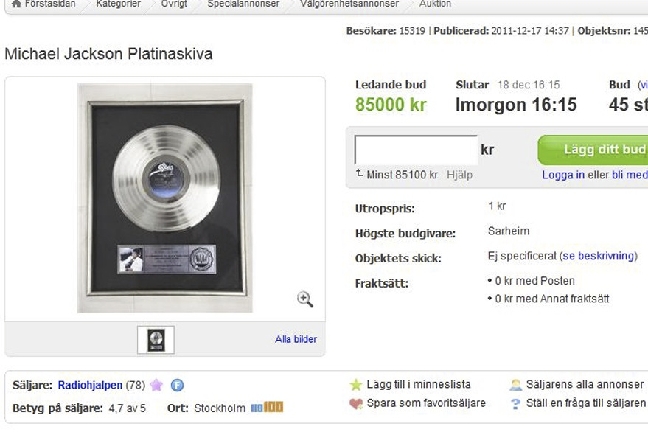 Pengar, saker, skinnjacka, Musikhjälpen, Välgörenhet, 2011, Auktion, Eric Saade
