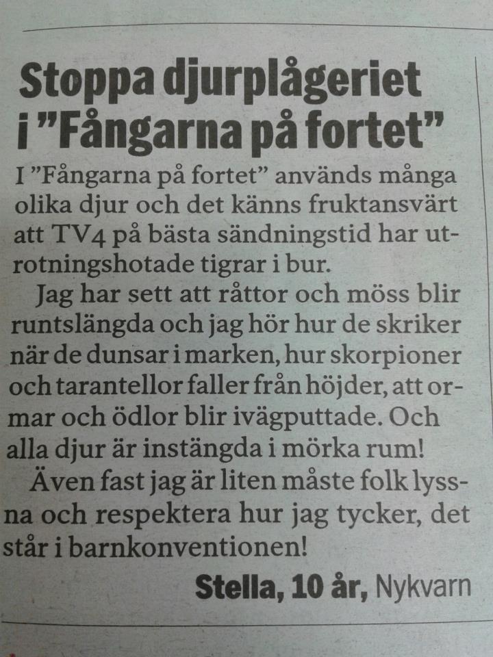  Insändare, TV4, Fångarna På Fortet, Sociala Medier, Tioåring, Stella, Spridning