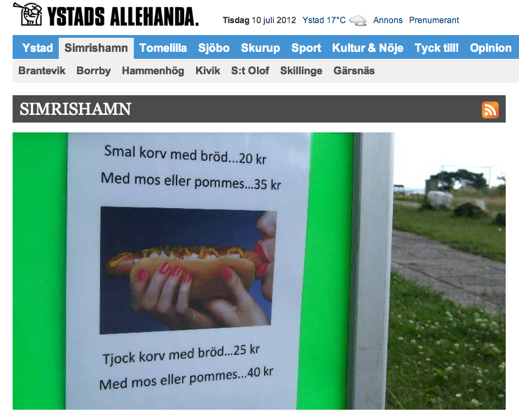 Reklam, Korv, sex, Gudrun Schyman, Gatukök