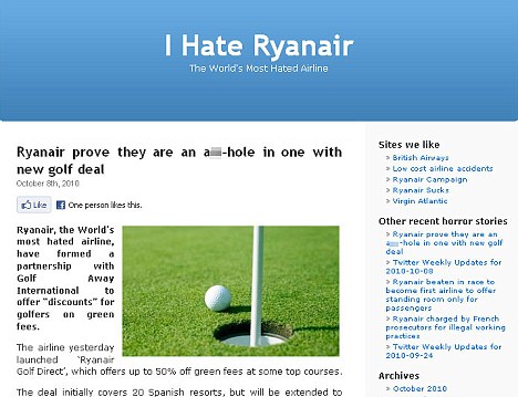 Internet, Robert Tyler, IHateRyanair, Ryanair, Flygplan, Sajt, Kritik, Flygbolag