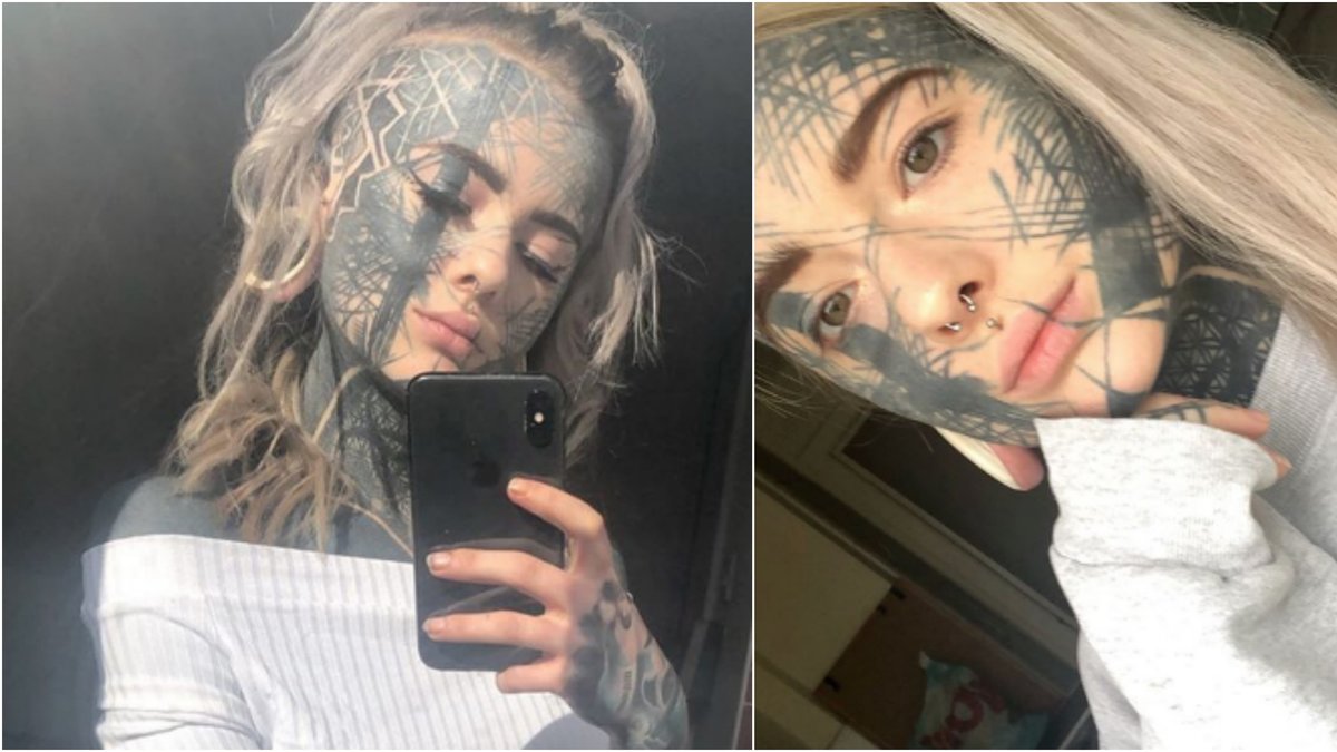 Nadine Andersson, 23, tatuerar hela sin kropp – för att se ut som sin pappa.