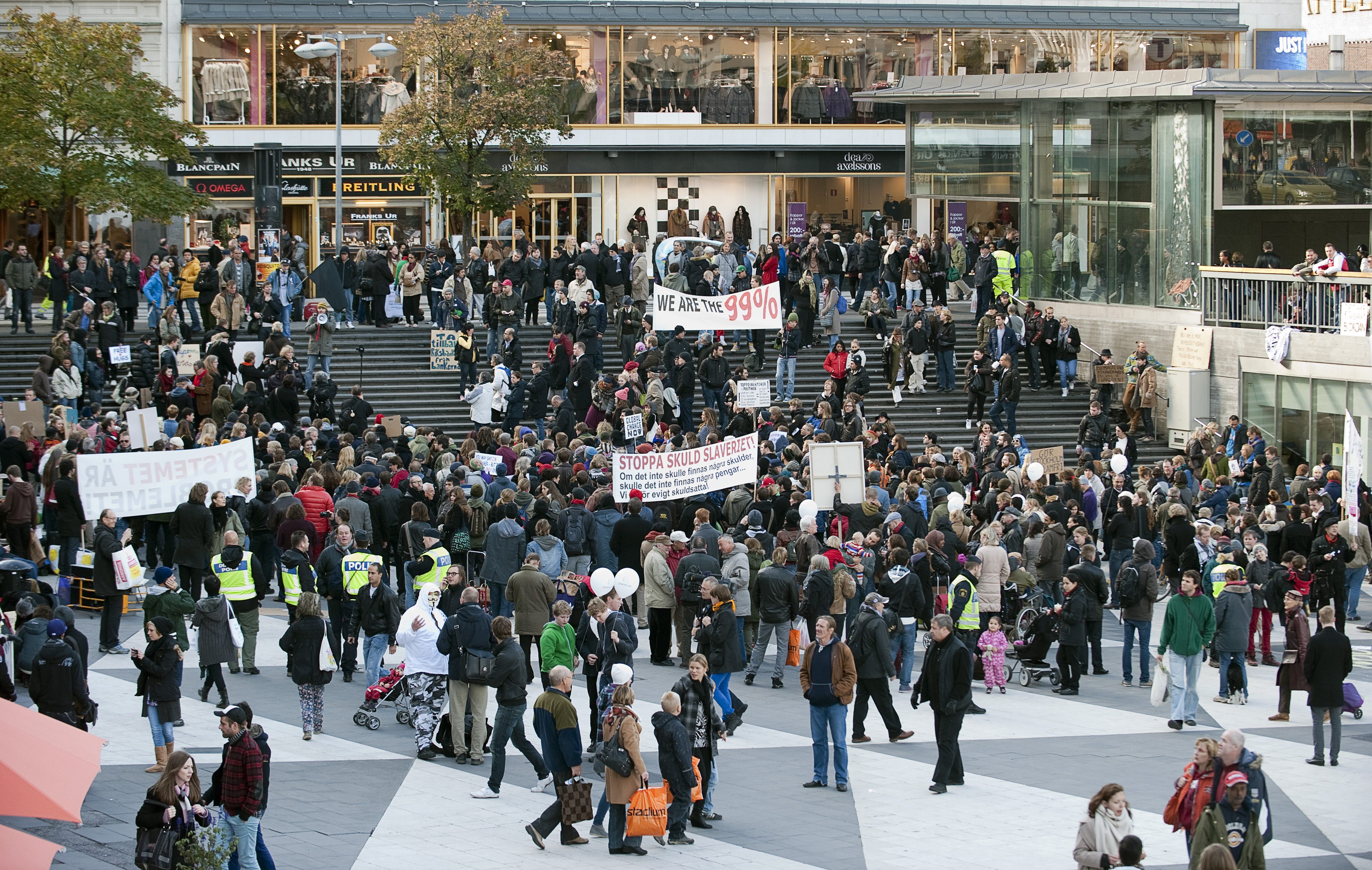 Demonstration, Occupy, Occupy Stockholm, USA, Wall Street, Occupy Wall Street, Sergels Torg, Protester, Ekonomi, Politik