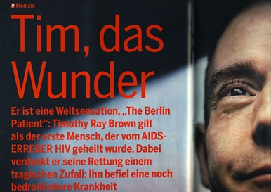 14/12/2010. Timothy Ray Brown träder fram som den Berlinpatient, som mirakulöst botats från hiv i ett historiskt genombrott. Det går inte att applicera samma metod på andra hiv-smittade men ses som ett fantastiskt steg mot att besegra viruset.