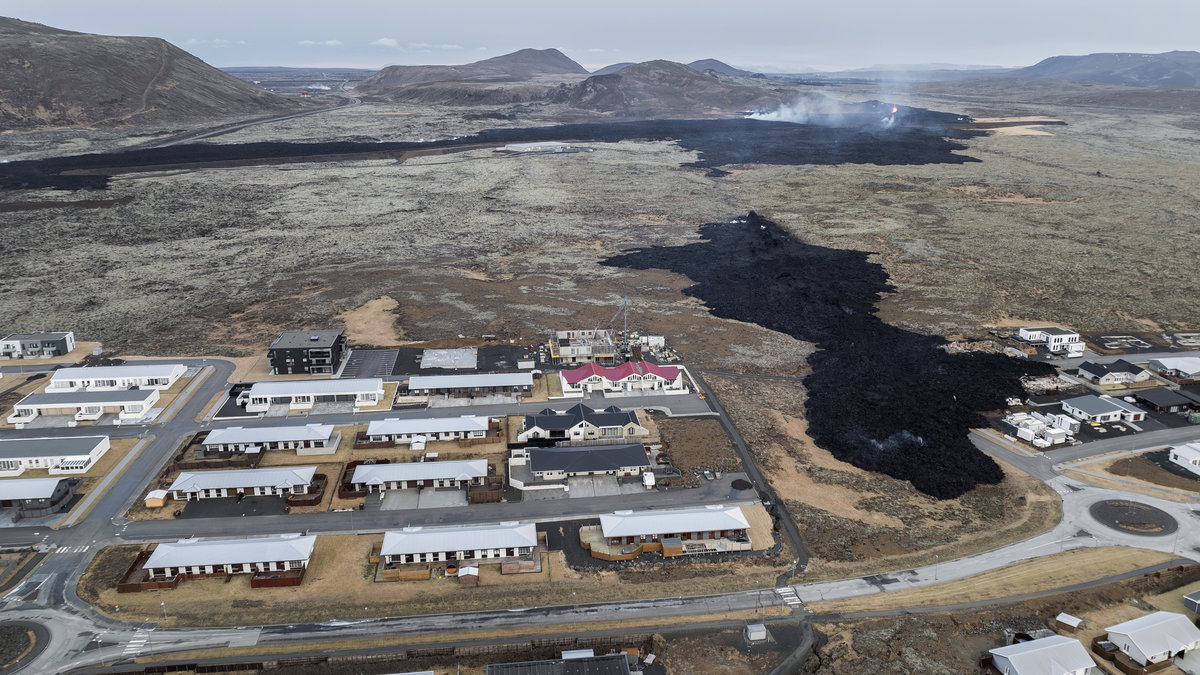Bilden är från isländska Grindavik i mitten av januari 2024. 