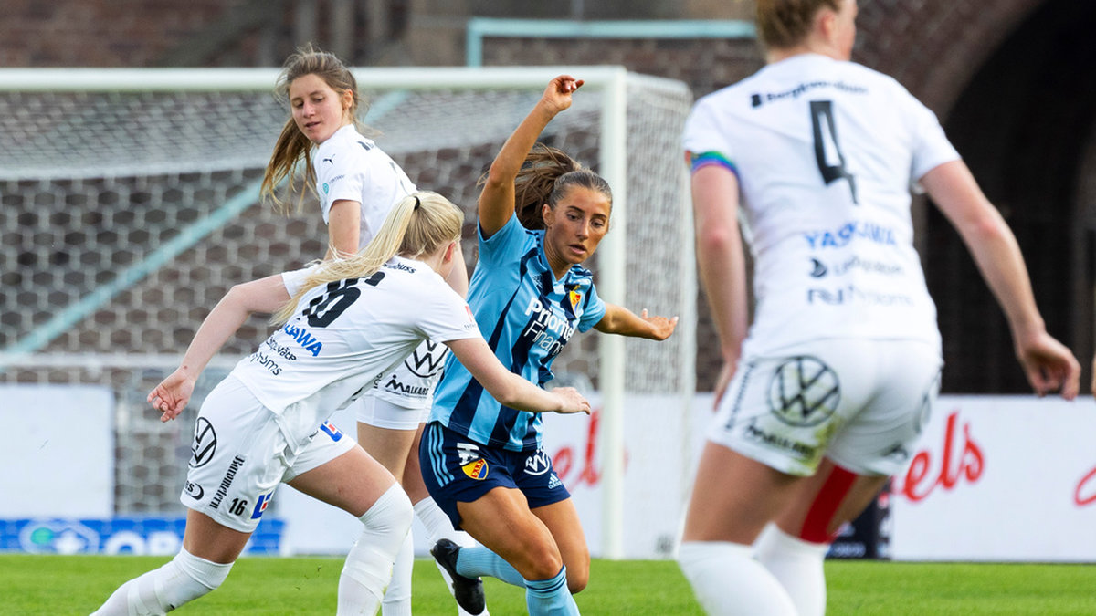 Djurgårdens Tilde Lindwall gjorde fyra mål i 7–0-segern mot Umeå i svenska cupen. Arkivbild.