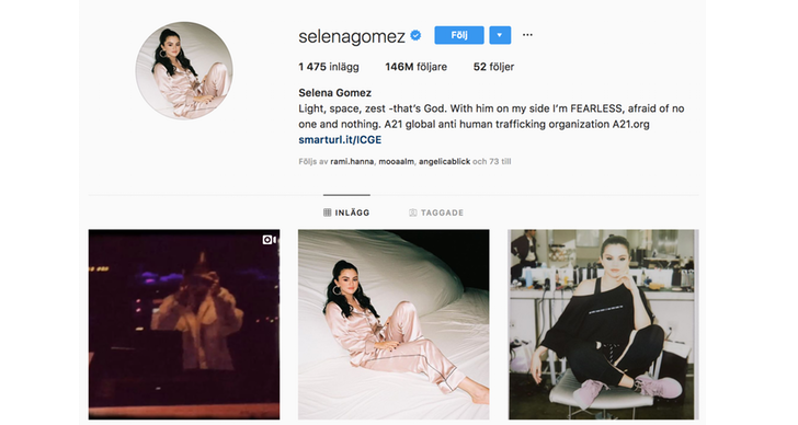 Selena Gomez har inte längre flest följare på Instagram. Selena Gomez har inte längre flest följare på Instagram.