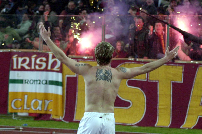 Antonio Cassano kvitterade i allra sista stund för sitt Roma den 8 mars 2003.
