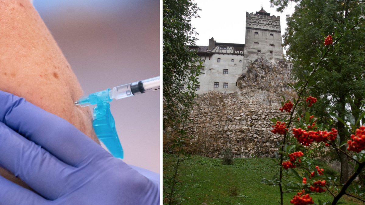 Genrebild på vaccin och slottet i Bran.