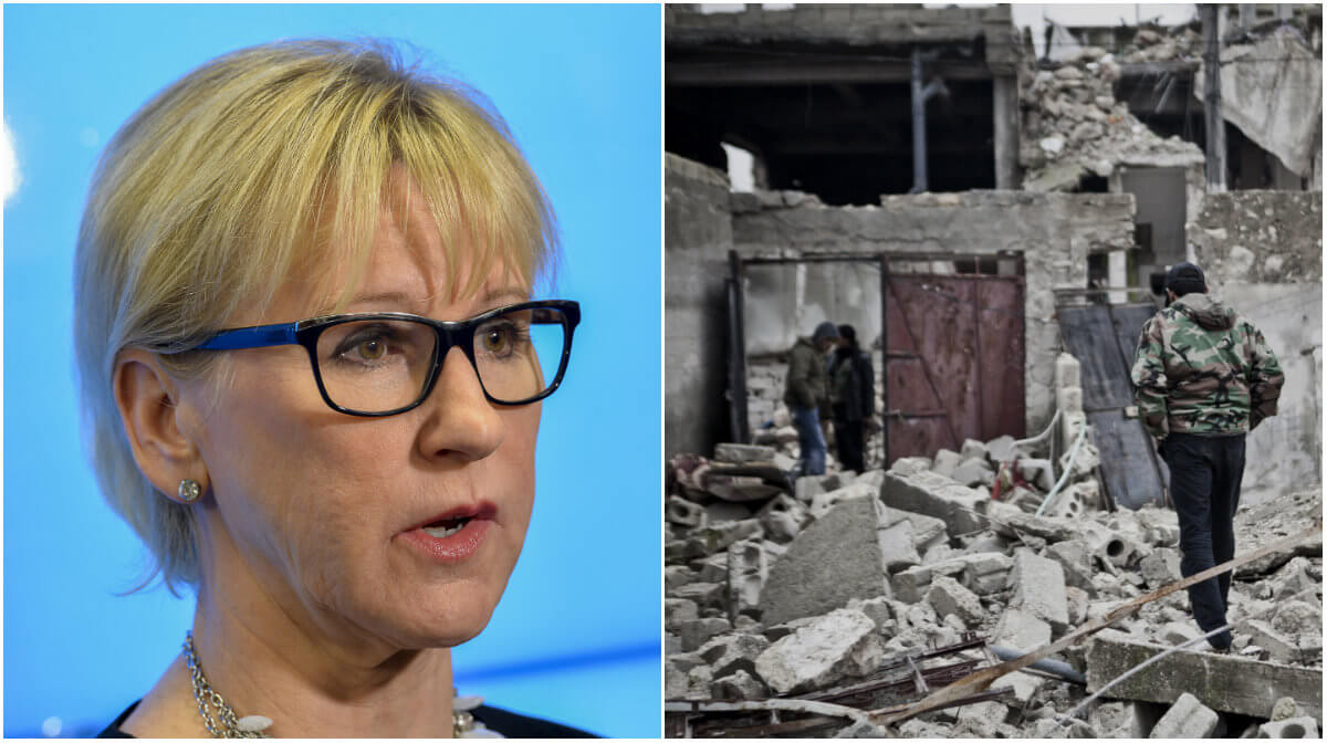 ​Sveriges utrikesminister Margot Wallström vill att Ryssland ska sluta bomba oppostionen i Syrien.