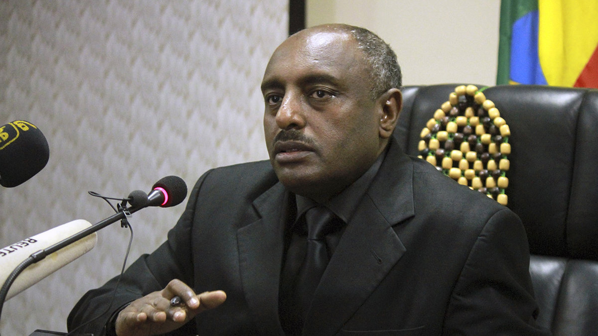 Presskonferensen leddes av Etiopiens justitieminister Berhan Hailu.