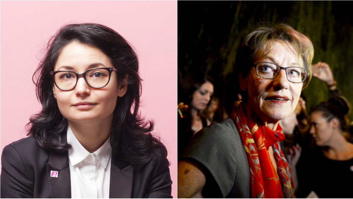 Gita Nabavi och Gudrun Schyman från Feministiskt initiativ. 