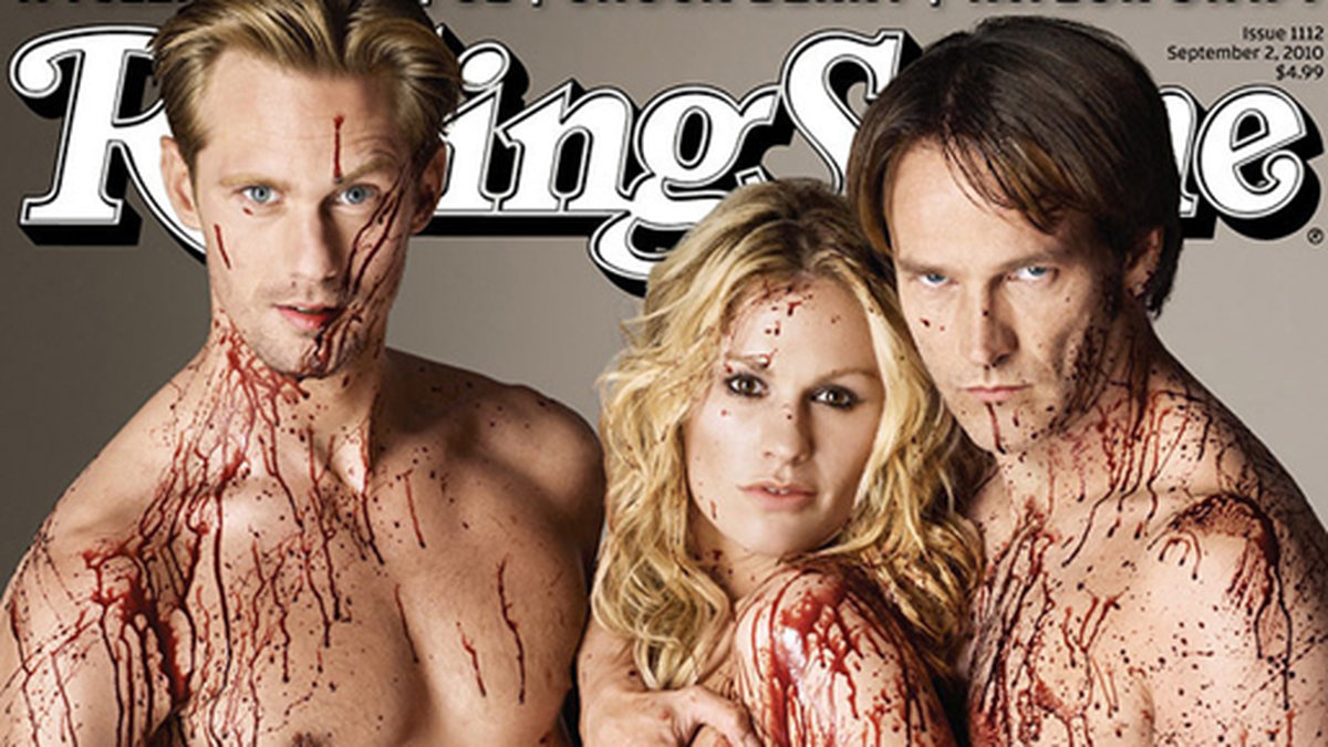 Alexander Skarsgård, Anna Paquin och Stephen Moyer är blodiga och nakna på omslaget till Rolling Stone. 