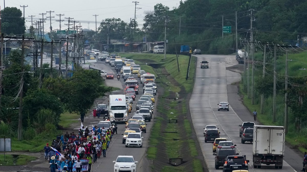 Protester på motorvägen i Panama. Arkivbild.