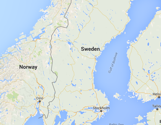 I mellersta Sverige och nära Danmark.