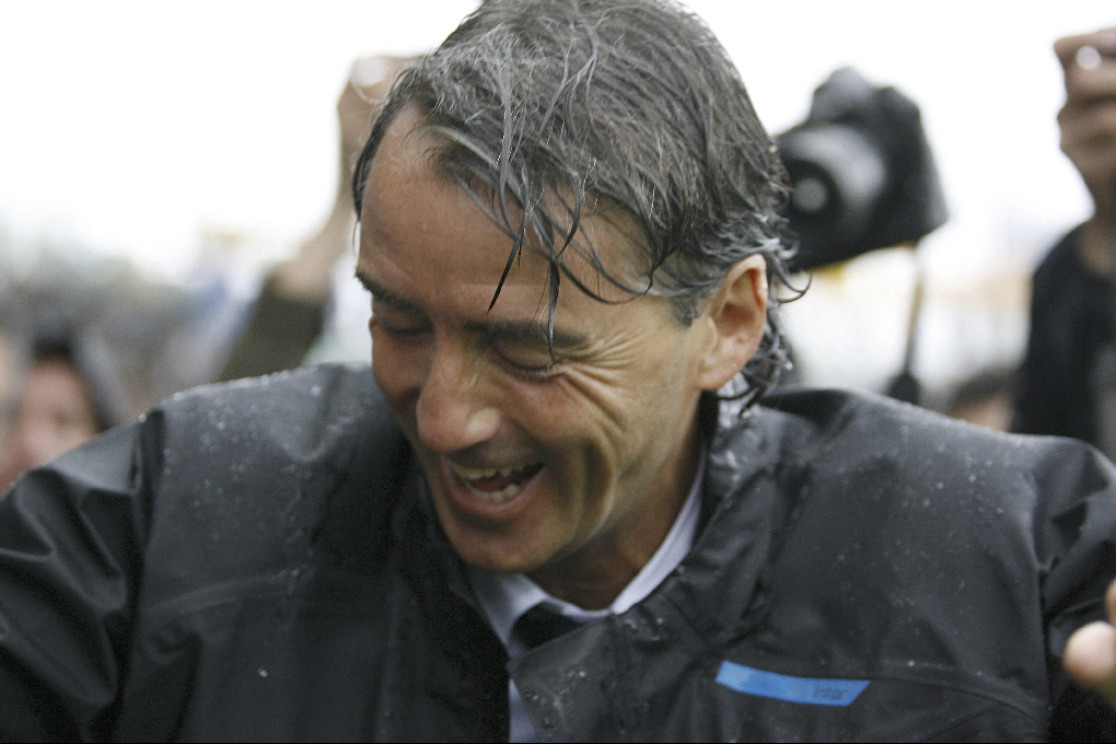 Mancini efter att Zlatan avgjort ligan med sina två mål mot Parma. 