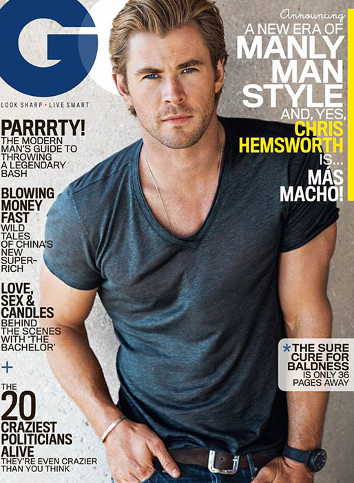 Chris Hemsworth på omslaget till GQ. Chris Hemsworth på omslaget till GQ.