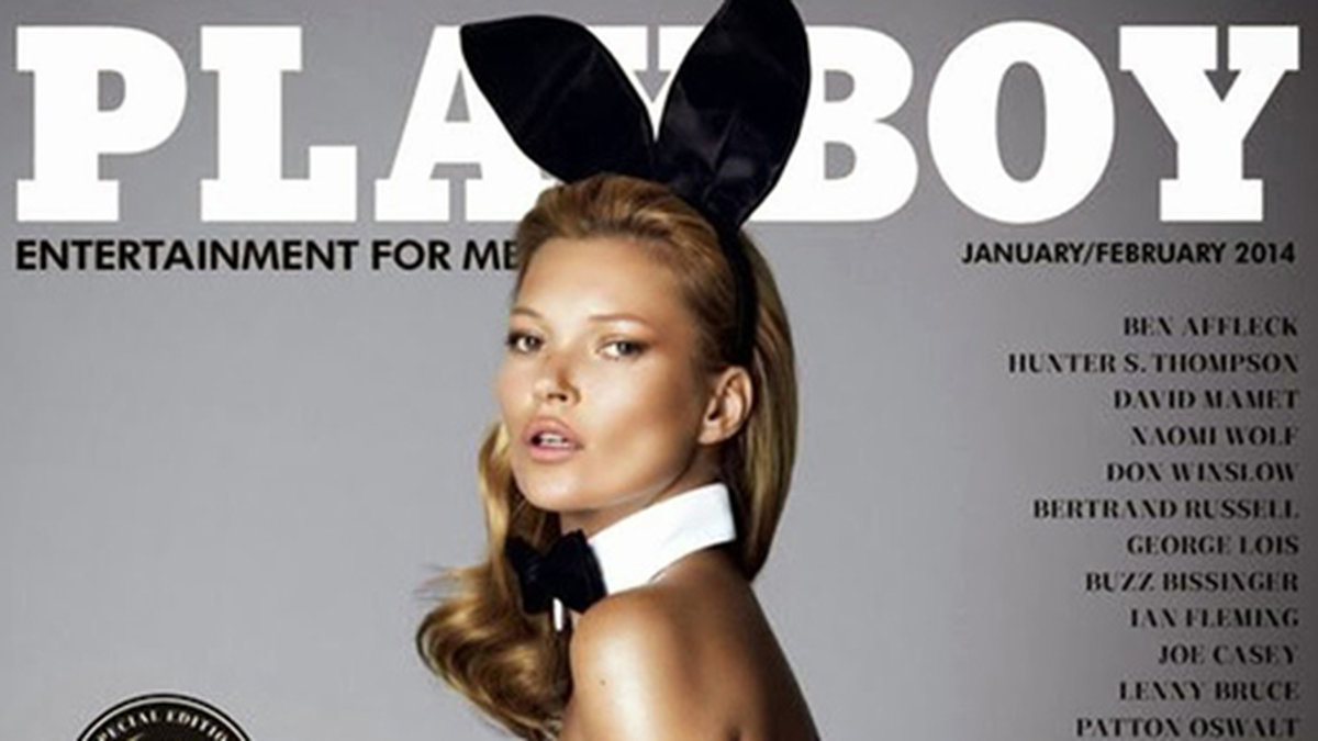 Kate Moss poserar på omslaget till Playboy.