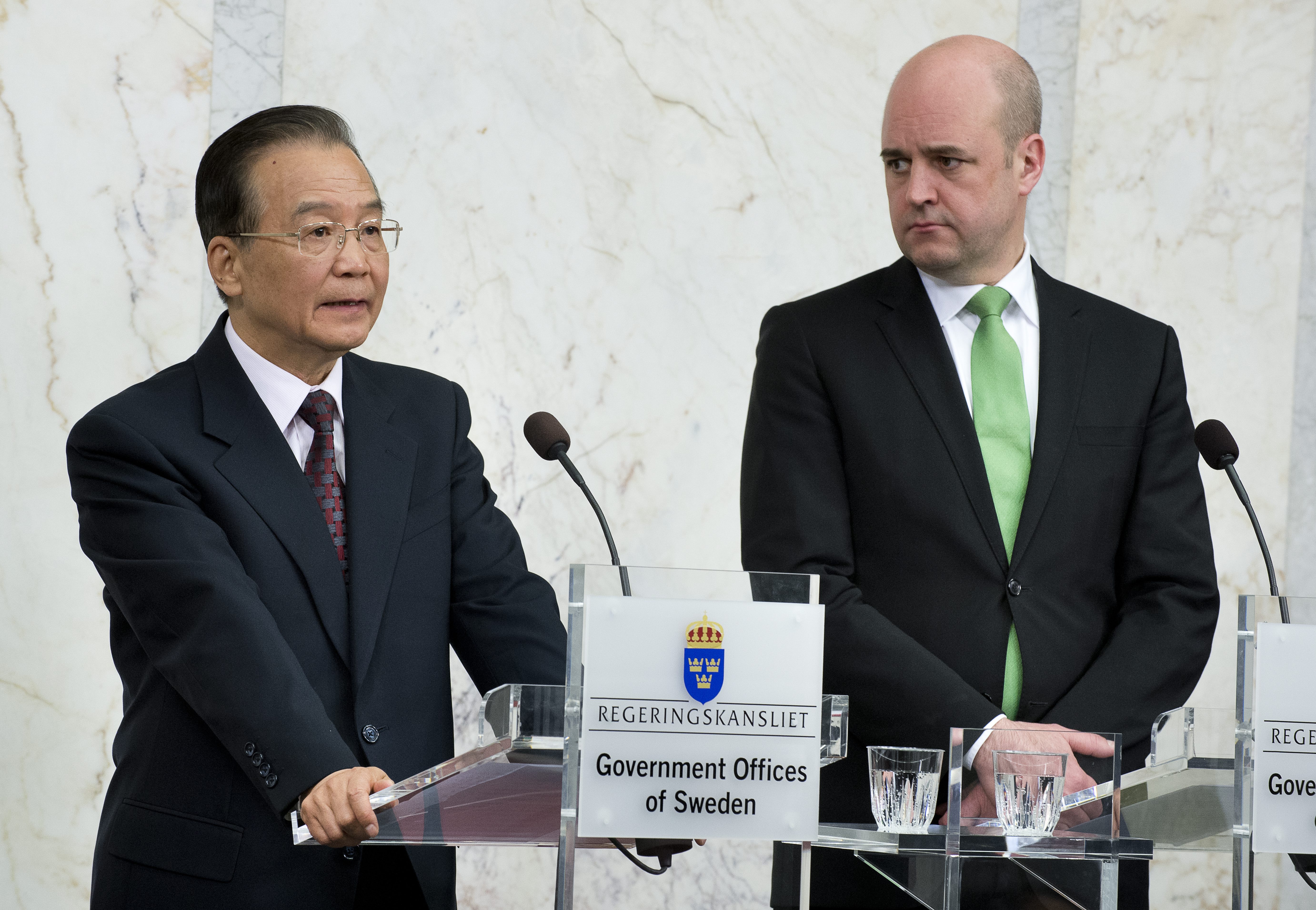 På presskonferensen talades det sammanfattande om Wen Jiabaos besök i Sverige.