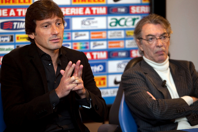 Leonardo och Inter-presidenten Massimo Moratti.
