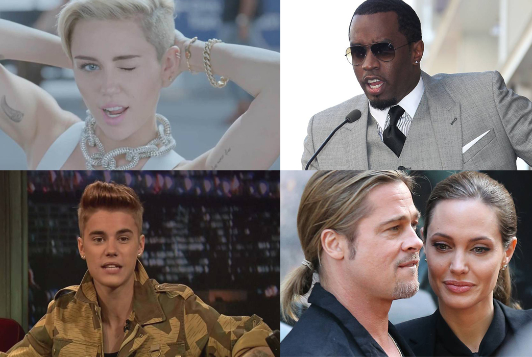 Miley Cyrus, Oprah Winfrey, Angelina Jolie, Justin Bieber, Brad Pitt