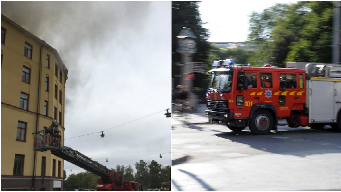 Kraftig brand i centrala Stockholm.