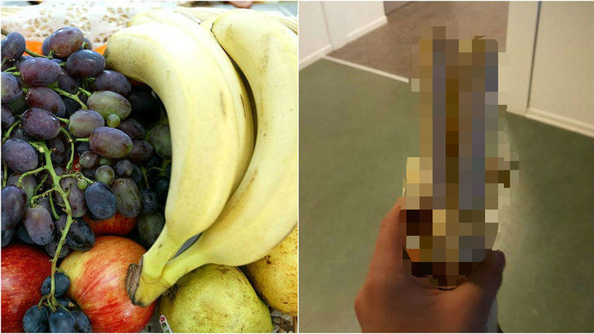 Oscar hittade en annorlunda banan i fruktkorgen. 