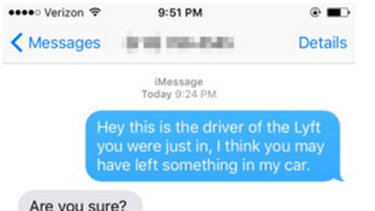 Taxichauffören skickade en bild på sexleksaken. 