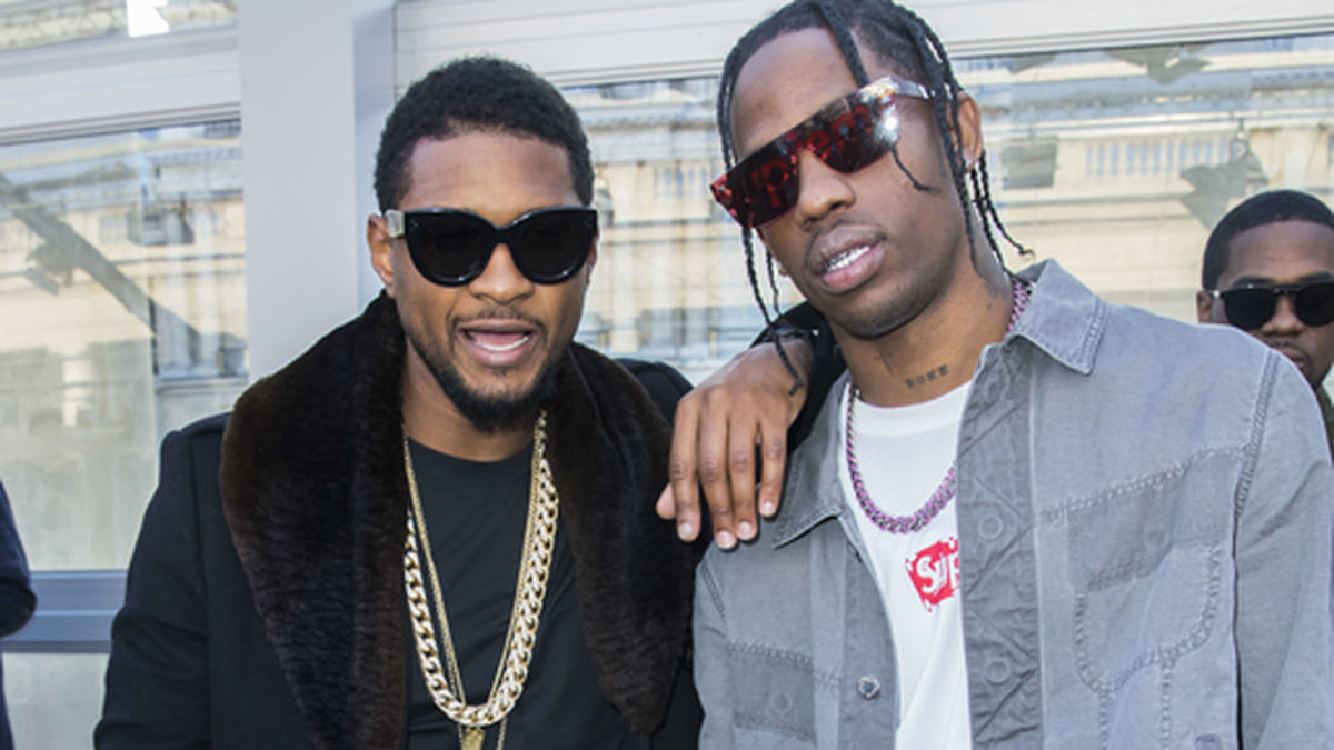 Usher och A$AP Rocky på Louis Vuitton-visningen. 