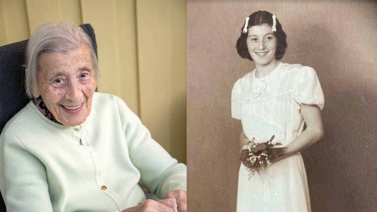 Anna Grüner är i dag 96 år. Bilden till höger togs i samband med hennes bat mitzvah (en judisk motsvarighet till konfirmationen), då hon var 14 år.