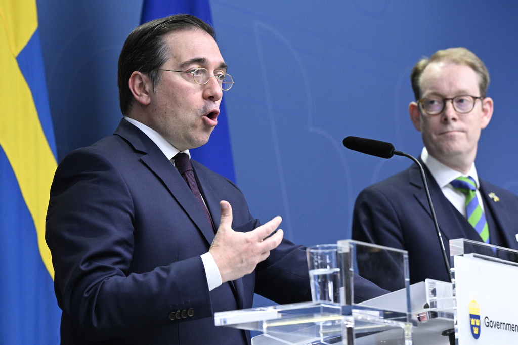 Spaniens utrikes- och EU-minister José Manuel Albares Bueno och utrikesminister Tobias Billström (M).