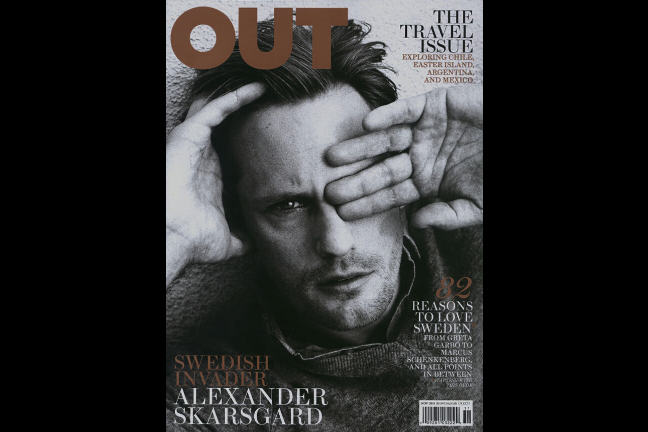Skarsgård har även varit omslagspojke åt magasinet "Out".