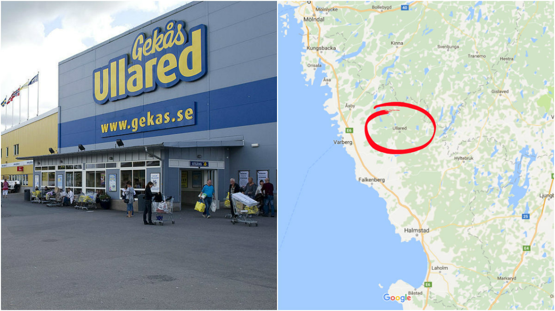 En personbil har kört in i varuhuset Gekås En personbil har kört in i varuhuset Gekås