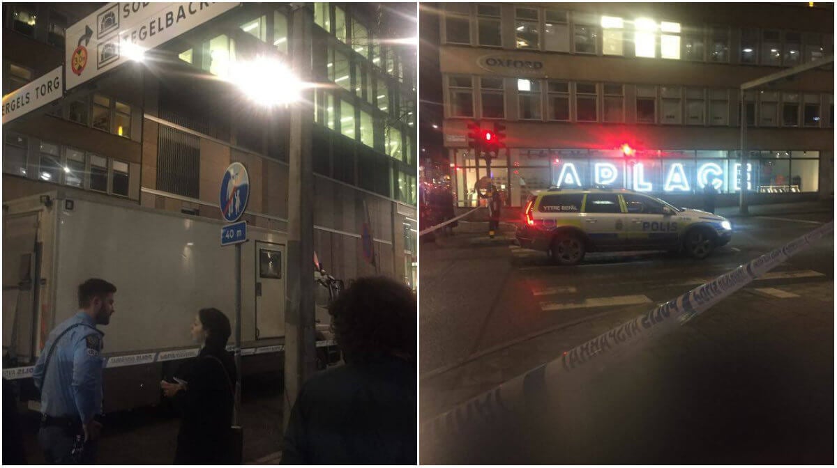 Flera poliser plats efter smäll vid Mood-gallerian i Stockholm. 