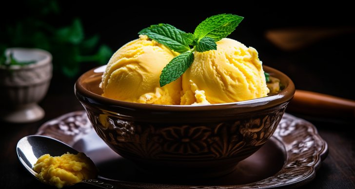 Snabb och krämig mango- och vaniljglass passar perfekt en sommardag.