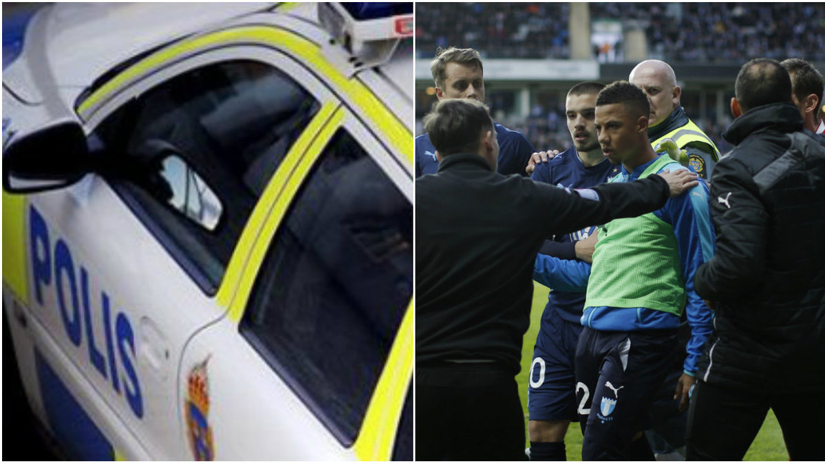 Det var när spelarna i Malmö FF och IFK Göteborg värmde upp som någon kastade in ett knallskott på planen. 