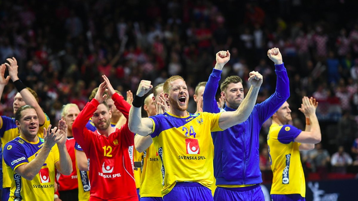Svenska herrlandslaget i handboll firar
