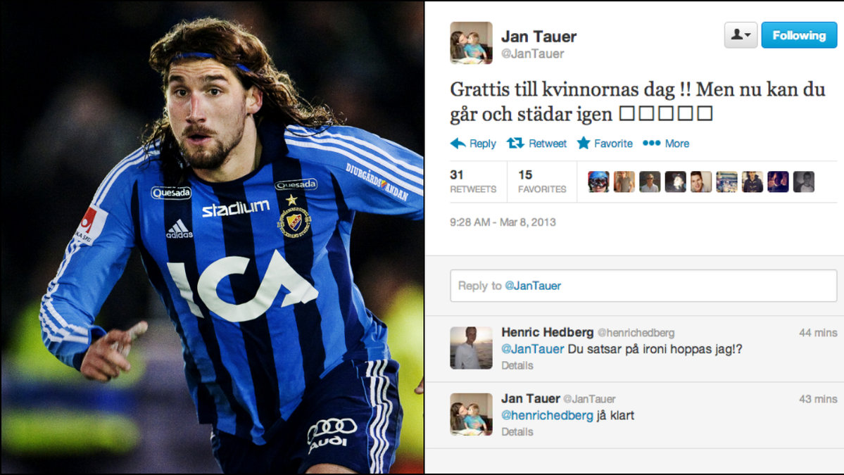 Här är Jan Tauers skämt på twitter – på internationella kvinnodagen. 