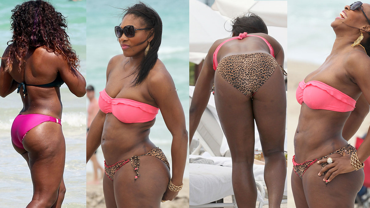 Serena Williams på beachen – och det är minst sagt en generös bakdel. 