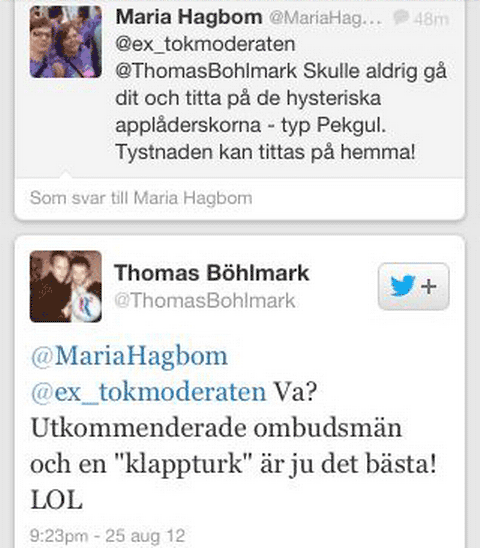 Moderaterna, Twitter, Thomas Böhlmark, Nalin Pekgul