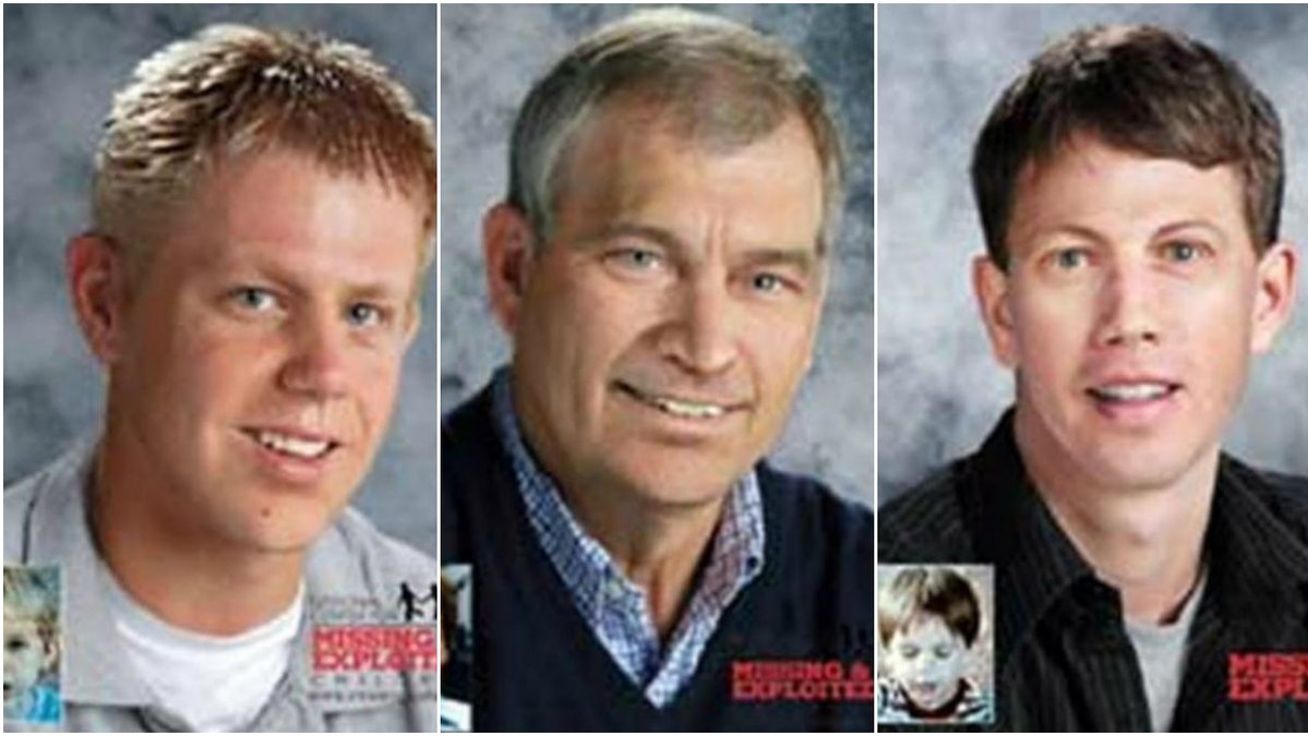 FBI:s bilder som visar hur sönerna och pappan skulle kunna se ut i dag. 