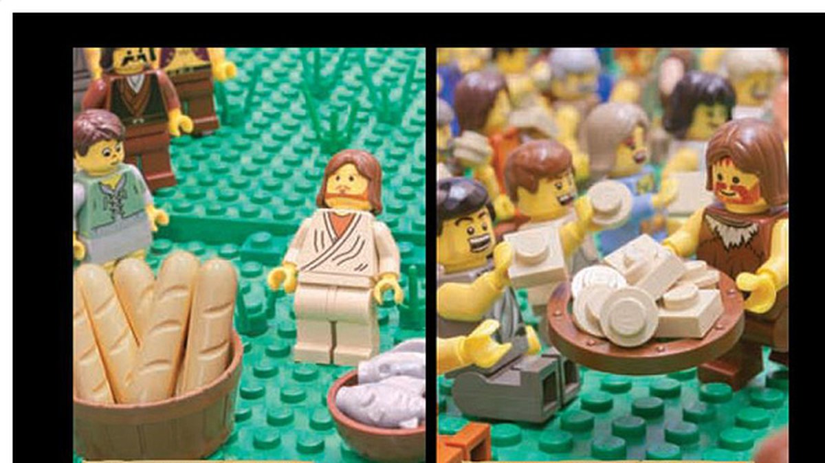 Lego-Jesus bryter bröd.