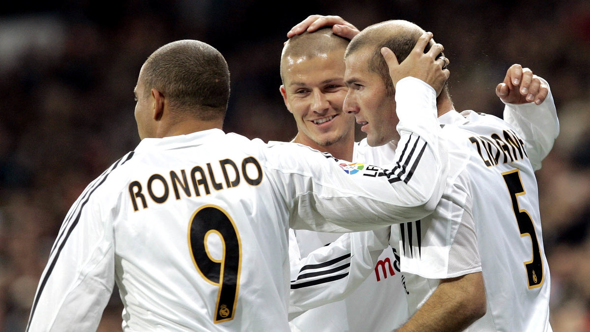 Ronaldo, Zidane och Beckham i Galaticos. 