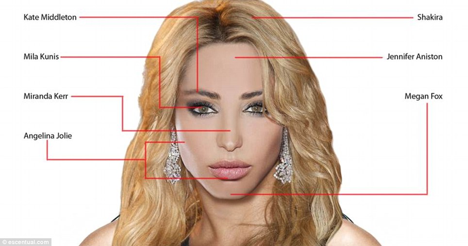 Mäns idealkvinna har bland annat Shakiras blonda hår, Miranda Kerrs näsa och Angelina Jolies kindben.